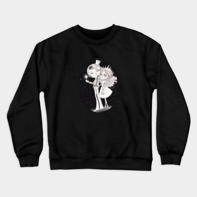 Moon man Romance with Lady Sun Crewneck Sweatshirt by mapetitepoupee
